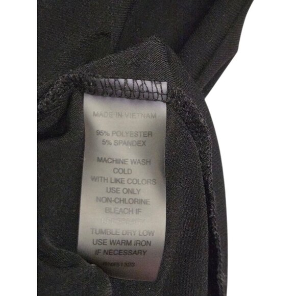 Chaus New York Womens Small Black Zip V Neck Blouse Roll Tab Sleeve Jersey Knit - Picture 6 of 6